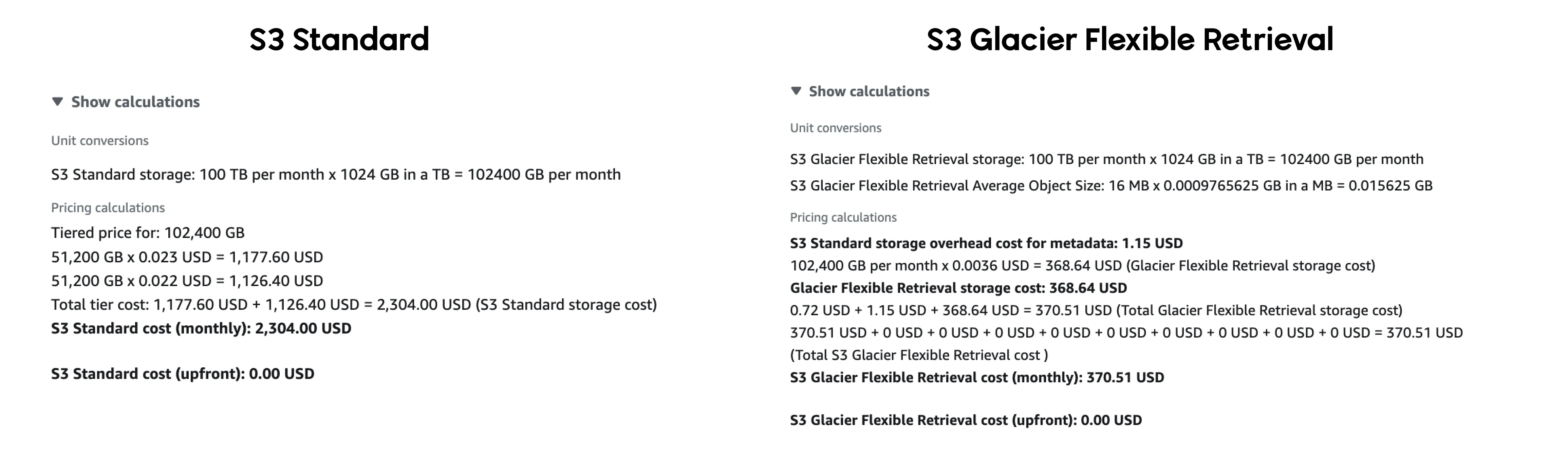 S3 Calculator